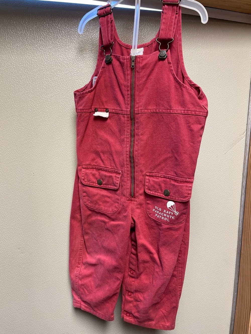Vintage Old Navy Red Toddler Overalls with Front Zipper